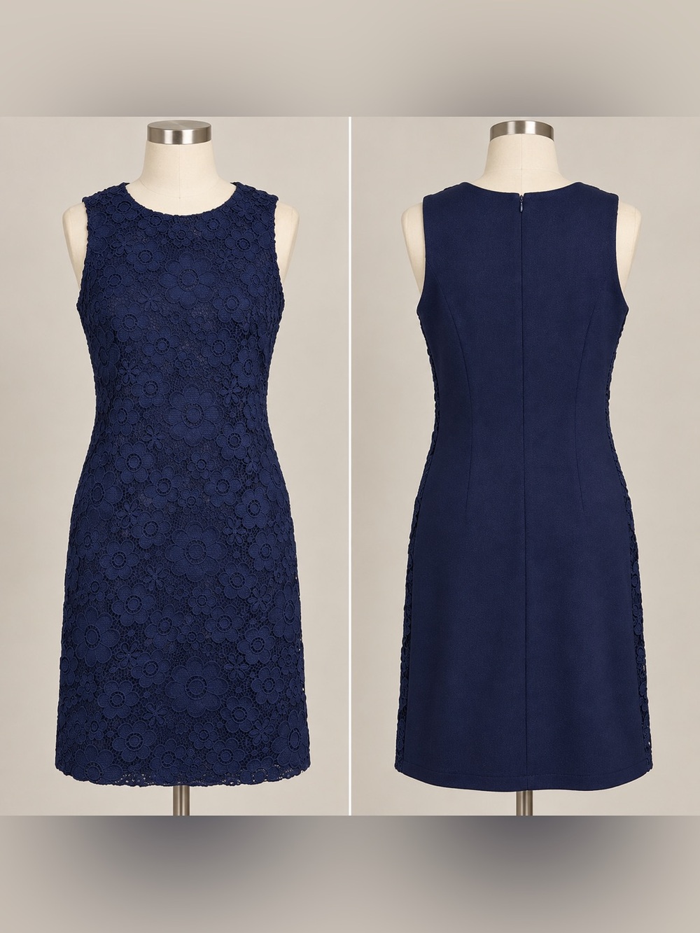 Karl Lagerfeld Navy Floral Lace Shift Dress